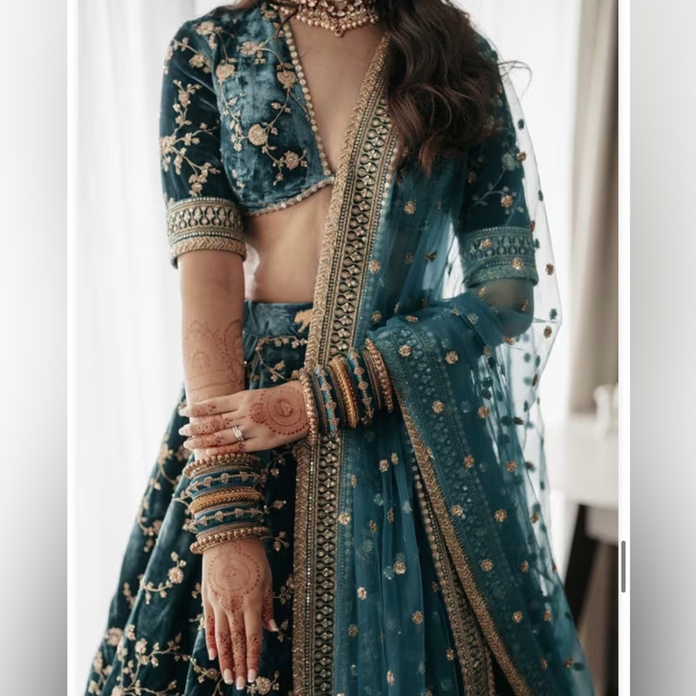 Teal Velvet Lehengha!